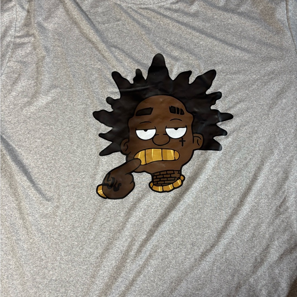 Gray Graphic T-Shirt with Cartoon Design
